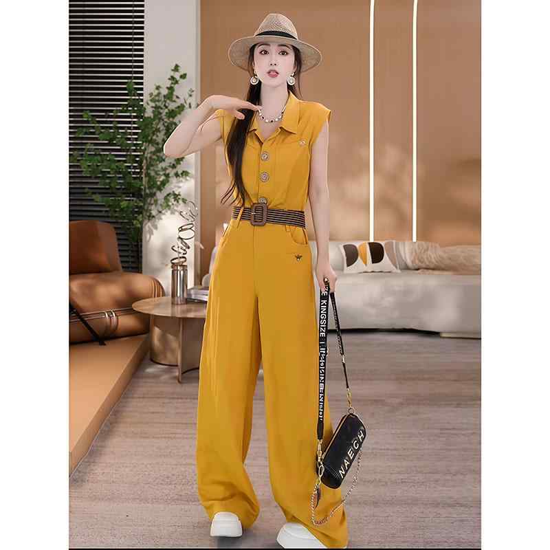 オールインワン パンツ レディース きれいめ Vネック ハイウエスト アップ ロングパンツ