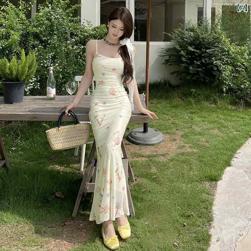 ワンピース レディース 夏 キャミソール 花柄 リゾート ロング丈 タイト