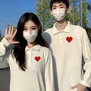 ポロシャツ カップルウェア ペアウェア 長袖 厚手 トップス 結婚写真 前撮り 入籍記念 ブライダルフォト オフホワイト アイボリー 綿 ストレッチ ゆったりとした形 春秋冬
