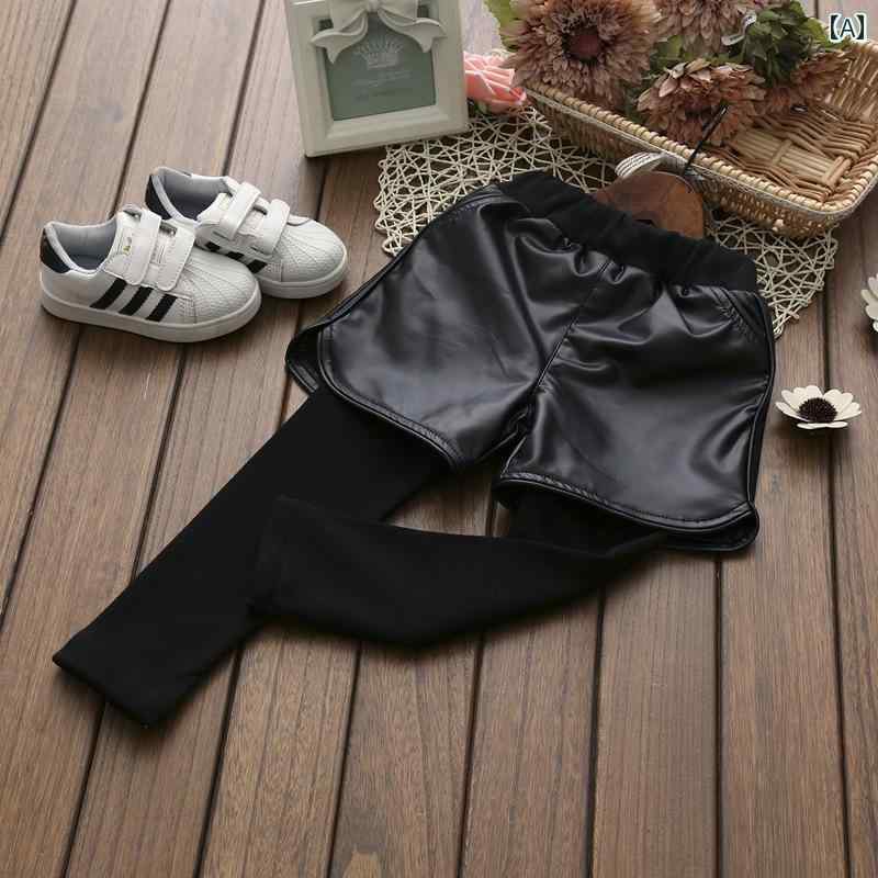 子供服 女の子 キッズ かわいい おしゃれ 秋冬 ぬいぐるみ フェイク セットアップ レザーパンツ ベビー レギンス カジュアル パンツ アウター ブーツ パンツ ズボン