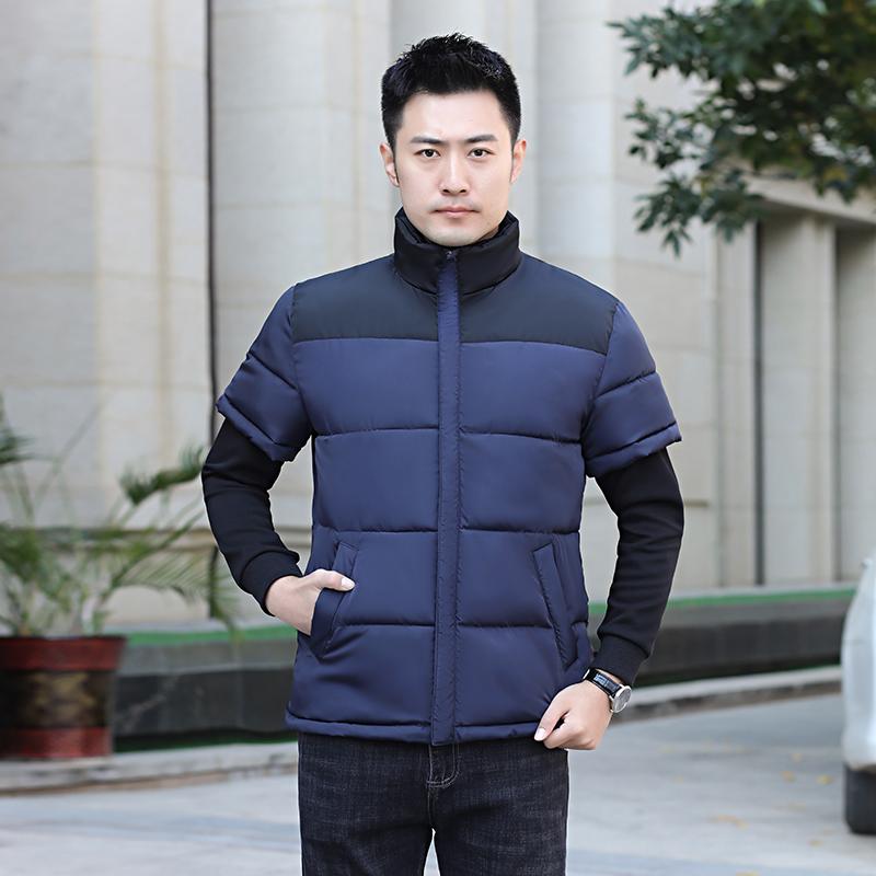 ベスト メンズ 秋冬 立襟 カジュアル 紳士 半袖 保温 肩当て 短め ジャケット インナー 綿