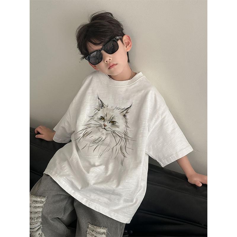 Tシャツ 男の子 半袖 キッズ ボーイズ 綿 夏 サマー ゆったり カジュアル 普段着 アニマル柄 カートゥ..