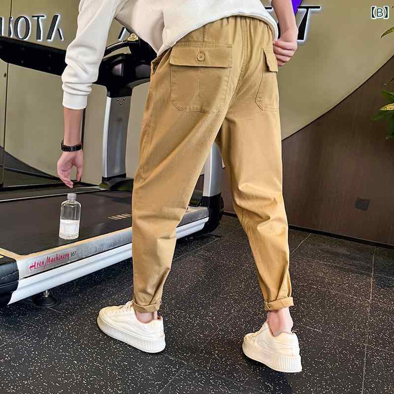 カジュアルパンツ メンズ おしゃれ 快適 トレンディ 黒 クロップド 春秋