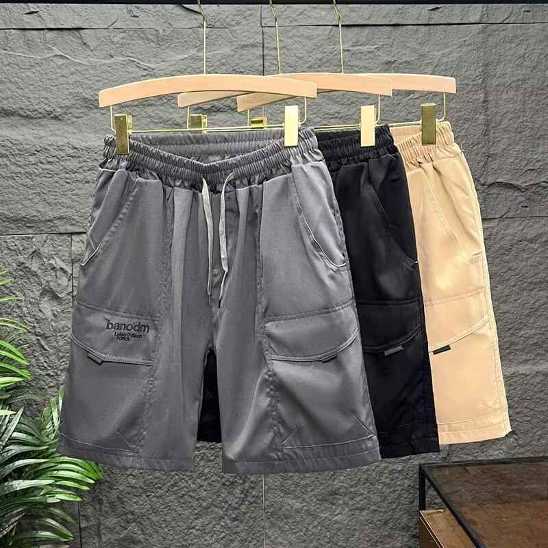 ショートパンツ メンズ ポリエステル 接触冷感 薄手 通気性 微ストレッチ スポーツ カジュアル ストリートカジュアル ワークパンツ ゆったり ストレート 五分丈 夏