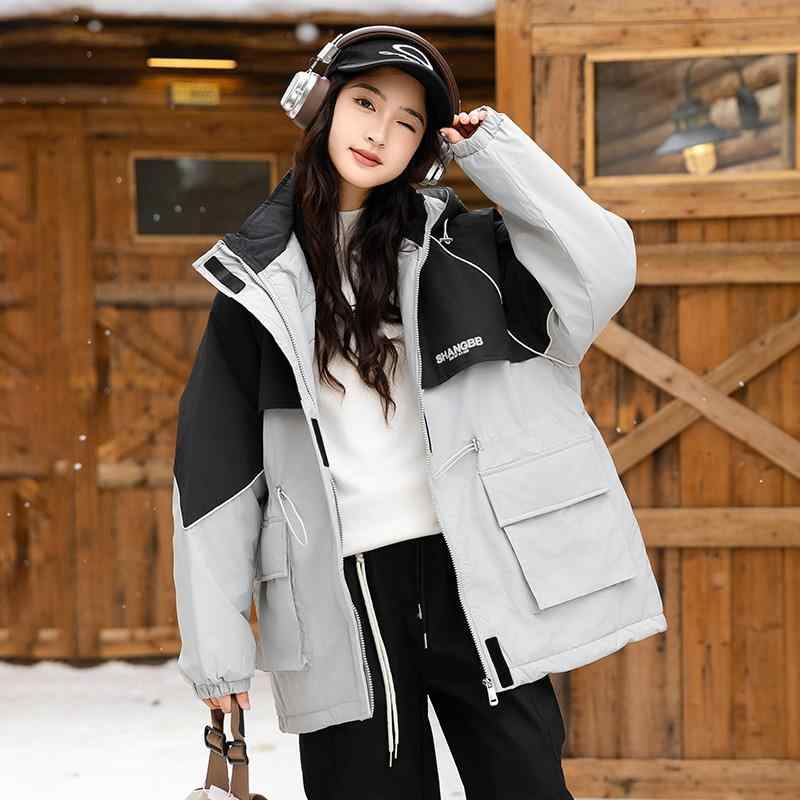 中綿ジャケット 女の子 ジュニア 学生 秋冬 厚手 ゆったり 大きめ フード付き 長袖 ミドル丈 ジップア..