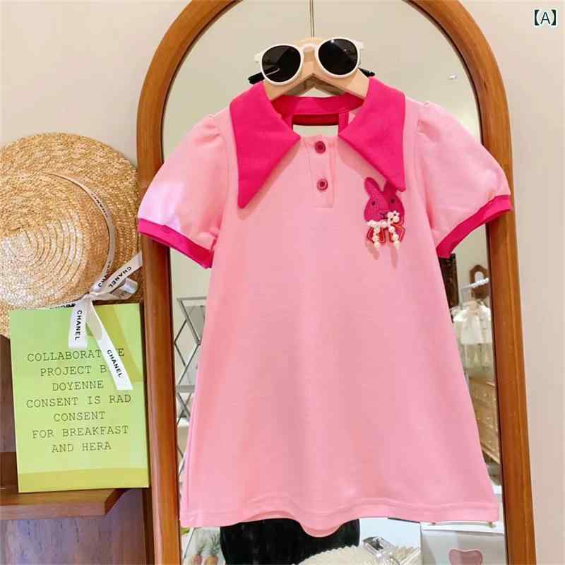 子供服 女の子 キッズ かわいい おしゃれ 韓国 半袖 夏 スカート リボン スタイリッシュ ポロ スカート