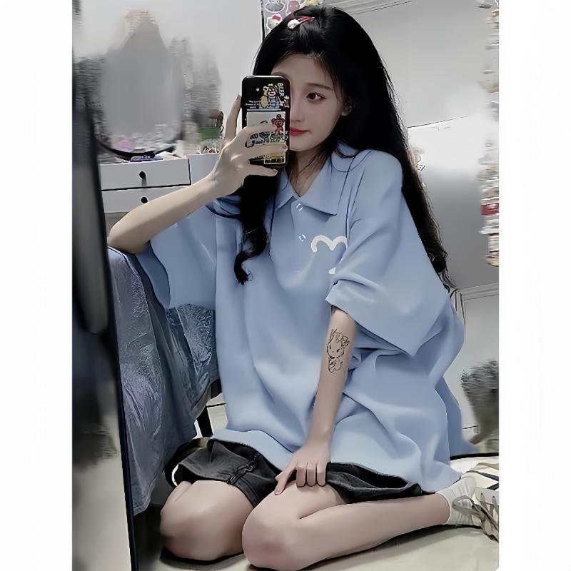 ポロシャツ レディース 女性用 ジュニア 女子 学生 中高生 半袖 綿 ゆったりとしたサイズ感で 体型を気にせず着られる 長めの丈 接触冷感 夏 普段使い スポーツ カジュアル トップス