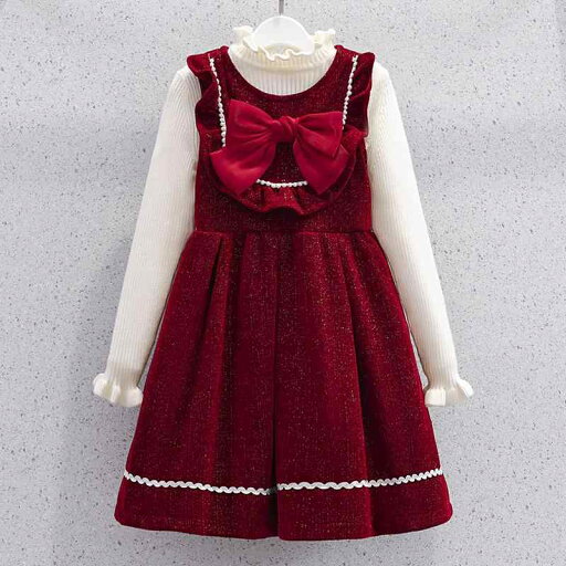 ワンピース 女の子 赤 レッド 秋冬 新年 お正月 お祝い 晴れ着 ベルベット ベロア プリンセスドレス ジャンパースカート ノースリーブ リボン かわいい セットアップ 2点セット ワンピース 女の子 赤 レッド 秋冬 新年 お正月 お祝い 晴れ着 ベルベット ベロア プリンセスドレス ジャンパースカート ノースリーブ リボン かわいい セットアップ 2点セット