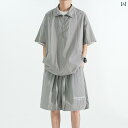 スポーツウェア メンズ ティーン向け セットアップ 上下セット 半袖 Tシャツ ポロシャツ 接触冷感 吸湿速乾 UVカット 紫外線対策 ハーフジップ ナイロン スポーツ ランニング トレーニング 普段使い 部屋着 アウトドア 春夏