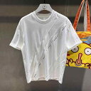 Tシャツ メンズ 半袖 ゆったりとしたシルエット 厚手の綿 切り替え 文字のプリント アメリカンカジュアル 丸首 接触冷感 大きいサイズ 夏 上着