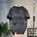 Tシャツ メンズ 春夏 ロゴ刺繍 クルーネック 丸首 綿 半袖 ゆったり ビッグシルエット プルオーバー トレンド スタイリッシュ 接触冷感 普段使い ストリート 黒 白
