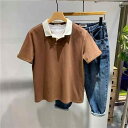 ポロシャツ メンズ 半袖 Tシャツ トップス 切り替え バイカラー 襟付き ゆったり ゆとりシルエット 高級感 カジュアル シンプル 綿混 お手入れが簡単 春夏 ブラック コーヒー アイボリー ベージュ