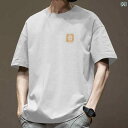 Tシャツ メンズ レディース ユニセックス 綿 半袖 ゆったり 丸首 肩落ち 通気性 プリント 春夏 カジュアル トップス 普段使い