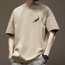 Tシャツ メンズ 半袖 厚手 綿 ゆったりめ クルーネック アメリカンデザイン グラフィックプリント ストリート 流行 通気性 春夏 幾何学模様