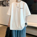 Tシャツ メンズ トップス 綿 薄手 接触冷感 吸湿速乾 ロゴプリント 半袖 クルーネック ゆったり カジュアル 普段着 部屋着 大きいサイズ 春夏 インナー