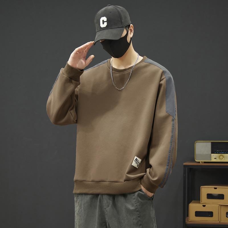 スウェット メンズ 長袖 裏起毛 裏ボア 厚手 保温 肌着としても着られる薄手のシャツ 配色切り替え 秋冬 抗菌 丸首 ポリエステル 普段着として日常使いできる ロゴ柄 アイロン不要
