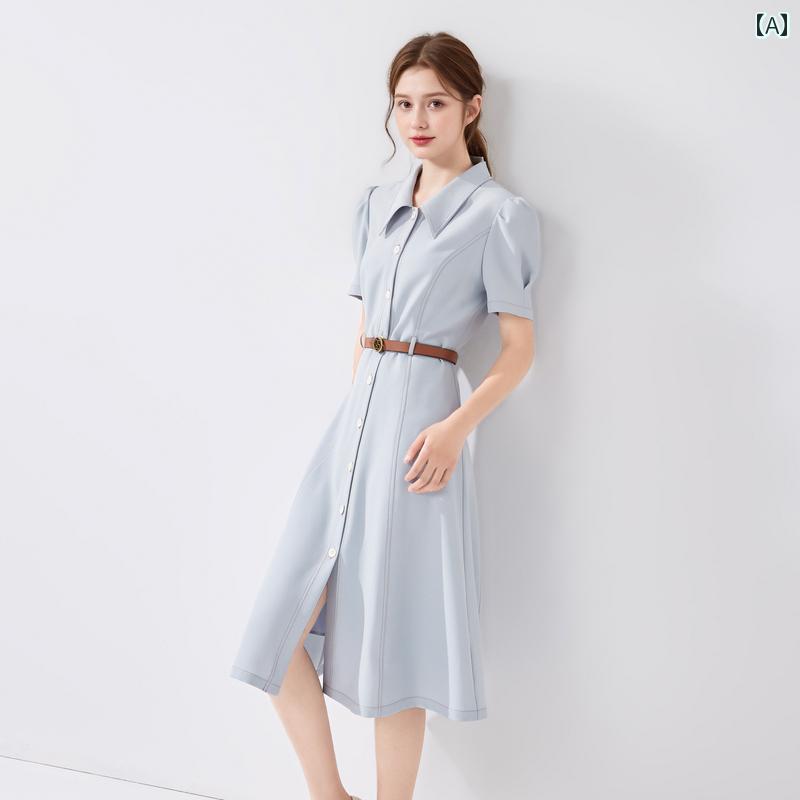 ワンピース レディース ゆったり 半袖 夏 魅力 軽量 涼しい 涼しい 涼しい ブルー フォーマル 丈