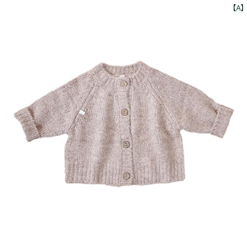 子供服 女の子 キッズ かわいい おしゃれ セーター カーディガン 秋冬 無地 トップス 西洋 ニット ジャケット