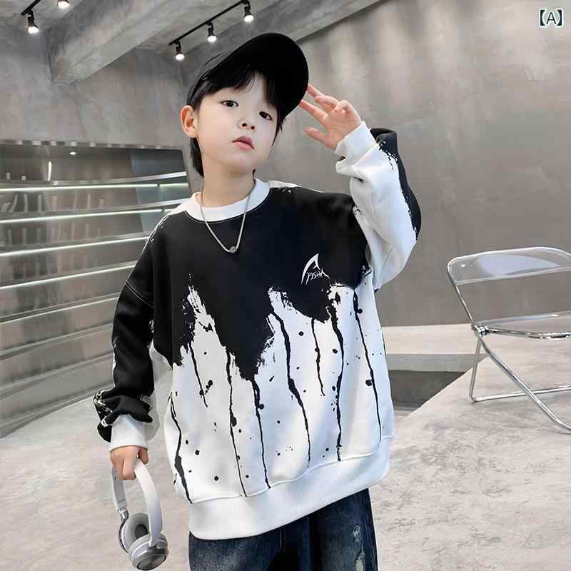 男の子 トップス カジュアル おしゃれ 春秋 大きめ 長袖 スウェットシャツ 秋 ボトム シャツ