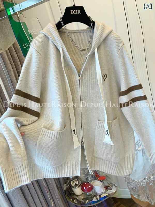 大きめサイズ メンズ アウター カジュアル おしゃれ ファッション ぽっちゃり 韓国 セーター レディース 冬 カーディガンフード セーター イン