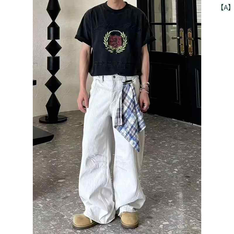 デニムパンツ メンズ ゆったりとした幅広で丸みのあるシルエット 古き良きアメリカの雰囲気 レトロ アメカジ ストリート ファッション ファスナー仕様 通年 コットン 微ストレッチ