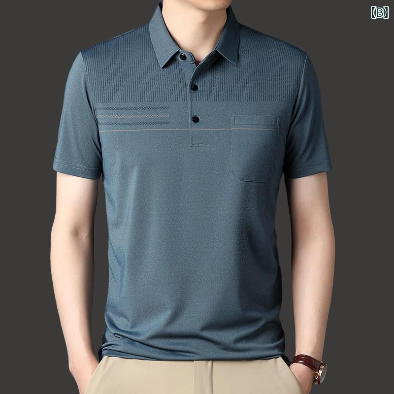 ポロシャツ メンズ 半袖 チェック プルオーバー Tシャツ 襟 ゆったり