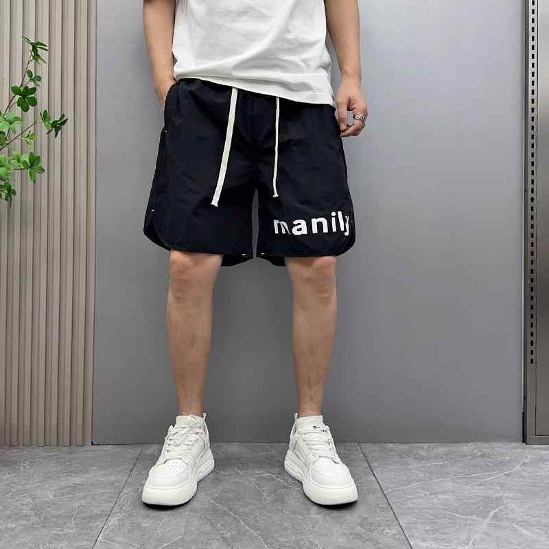 ハーフパンツ メンズ ゆったり 薄手 軽量 吸湿速乾 スポーツ アウトドア ビーチ 普段使い 春夏 ポリエステル ウエストゴム ストレート トレンド ブラック グリーン