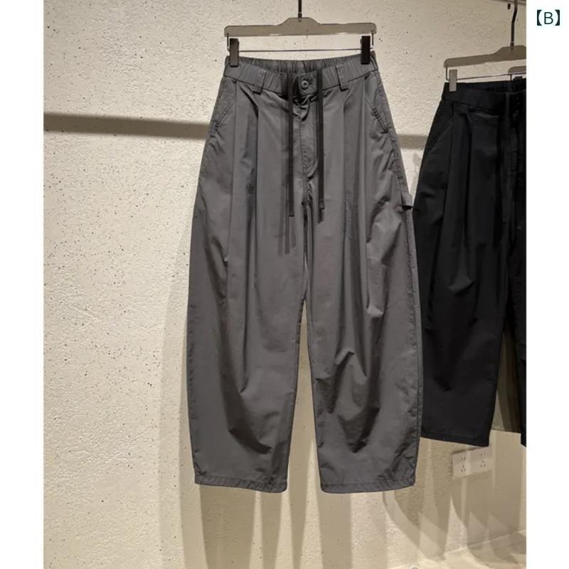 カーゴパンツ メンズ ゆったりフィット感 ストレート 幅広シルエット 立体裁断 タック入り ウエストゴム ポケット多数 速乾 さらっとした お手入れ簡単 少し伸縮性あり カジュアル アウトドア スポーツ 春夏 ボトムス