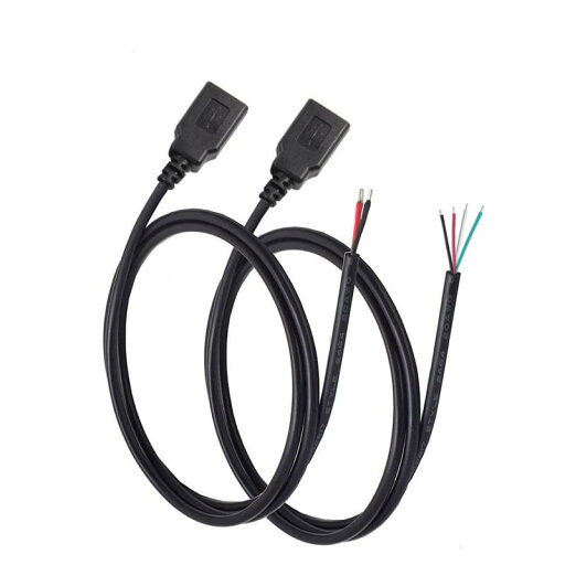KSOPUERT 2本 USB A メス プラグ 裸線オープンエンドケーブル 6.6フィート 200cm 5V 2.1A 2 & 4コア 電源とデータ伝送 ピグテール修理 テールケーブルコード DIY ブラック 1パック 2コア & 1パ KSOPUERT 2本 USB A メス プラグ 裸線オープンエンドケーブル 6.6フィート 200cm 5V 2.1A 2 & 4コア 電源とデータ伝送 ピグテール修理 テールケーブルコード DIY ブラック 1パック 2コア & 1パ