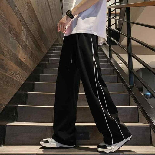 パンツ メンズ ブラック 秋冬 スポーツ ストライプ 高級感 カップル ペア ゆったり ストレート ドレープ ロング丈 普段使い カジュアル ストリート 部屋着 伸縮性 シワ防止 パンツ メンズ ブラック 秋冬 スポーツ ストライプ 高級感 カップル ペア ゆったり ストレート ドレープ ロング丈 普段使い カジュアル ストリート 部屋着 伸縮性 シワ防止