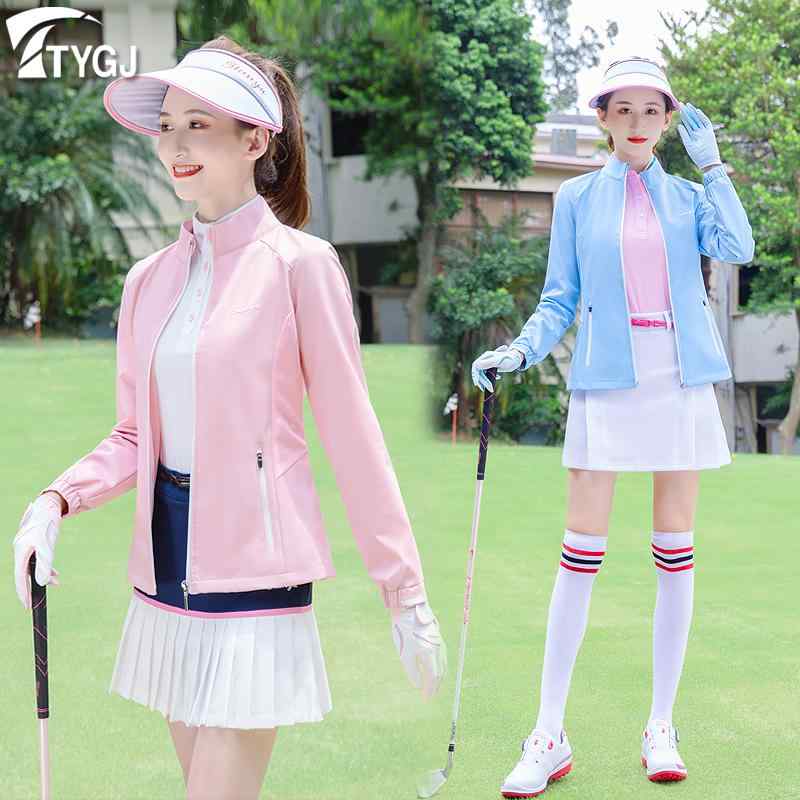 ゴルフウェア レディース 春夏 長袖 ウィンドブレーカー 防風 保温 ジップアップ ハイネック アウター ..