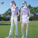 ゴルフウェア レディース 半袖Tシャツ トップス スポーツ 女性用 アンクル丈 セミフレアパンツ ボトムス 白 ストレッチ 吸汗速乾 快適 アクティブウェア