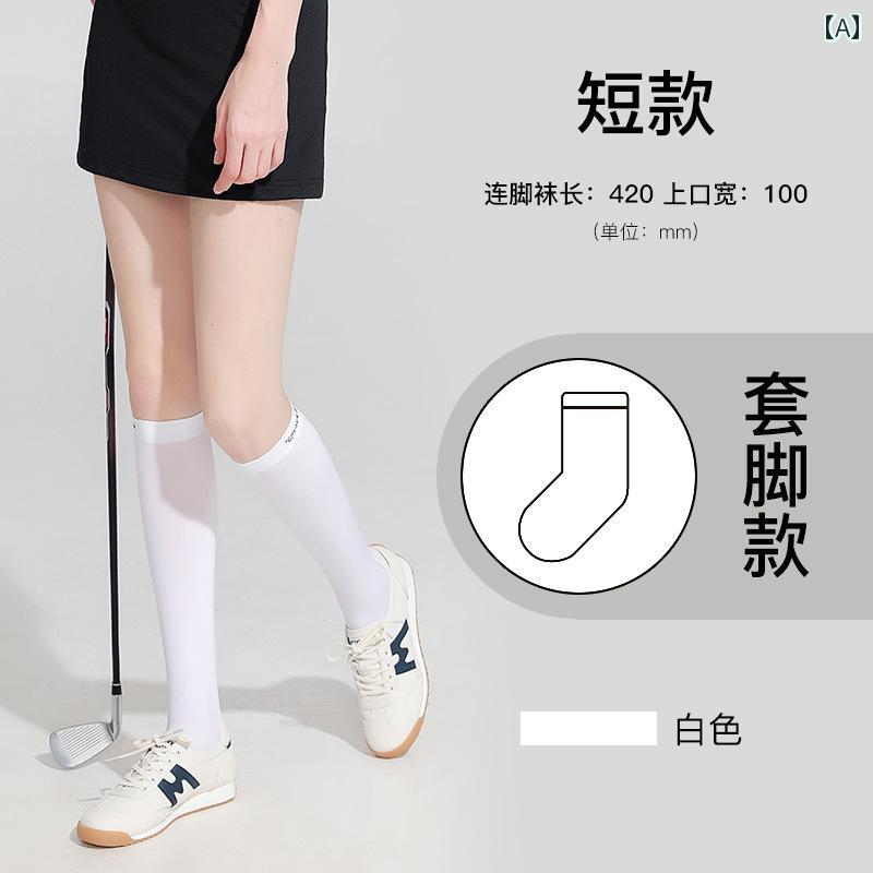 ソックス レディース ゴルフ スポーツ ニーハイ 接触冷感 通気性 UVカット 高弾力 伸縮性 日焼け対策 ..