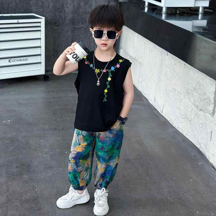 運動着 男の子 子供用 タンクトップ 短パン 上下組 汗を吸ってすぐ乾く 軽い 日焼け防止 洗濯機で洗え..