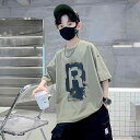 Tシャツ 子ども 男の子 少年 半袖 丸首 綿 伸縮性 薄手 吸汗速乾 ゆったり ゆったりとしたシルエット 春夏 アルファベット柄 カジュアル 通学 普段使い トップス