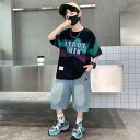 上下セット 男の子 子供 小中学生向け 春夏 Tシャツ 半ズボン 綿 薄手 汗をかいてもすぐに乾く スポーツ 普段着 おしゃれ カジュアル 今どきのスタイル