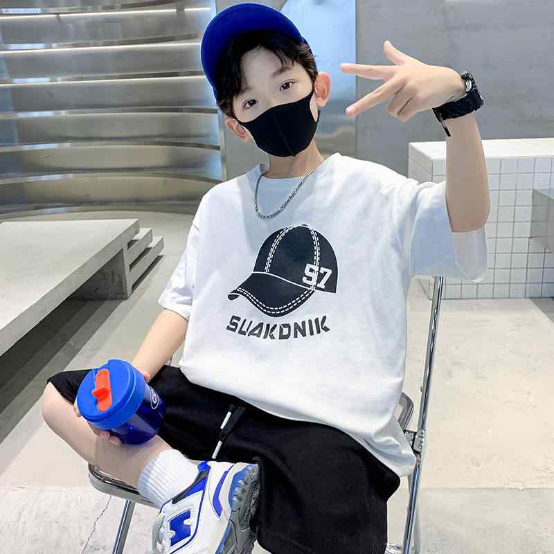 Tシャツ 男の子 キッズ 半袖 丸首 クルーネック コットン 綿 白 ホワイト 夏 サマー 吸汗 吸湿速乾 薄手 ゆったり カジュアル トップス 男の子 文字プリント