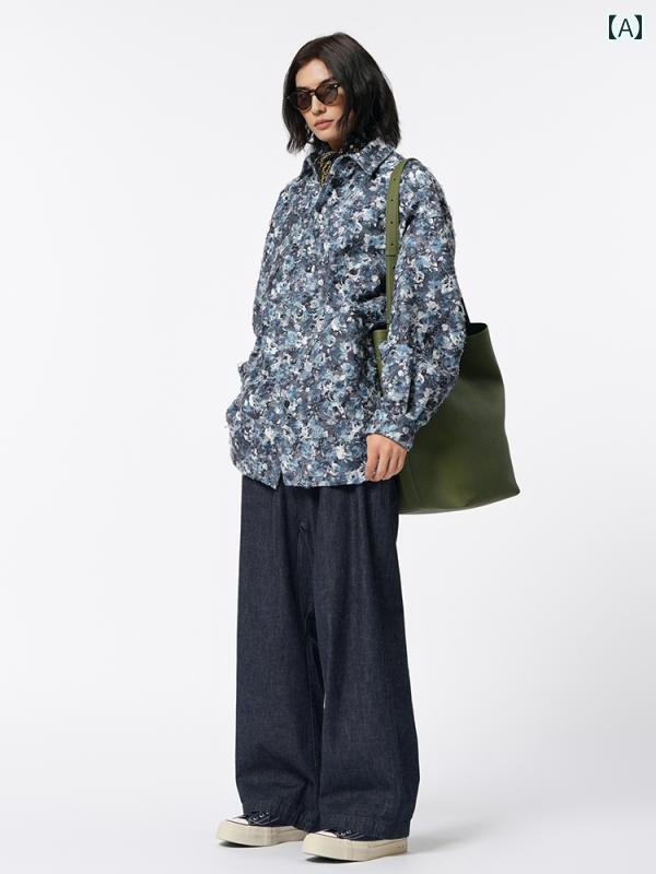 アウター メンズ カジュアル おしゃれ 秋 トレンディ 真 ショート コート ワイド ジャカード シャツ ジ..