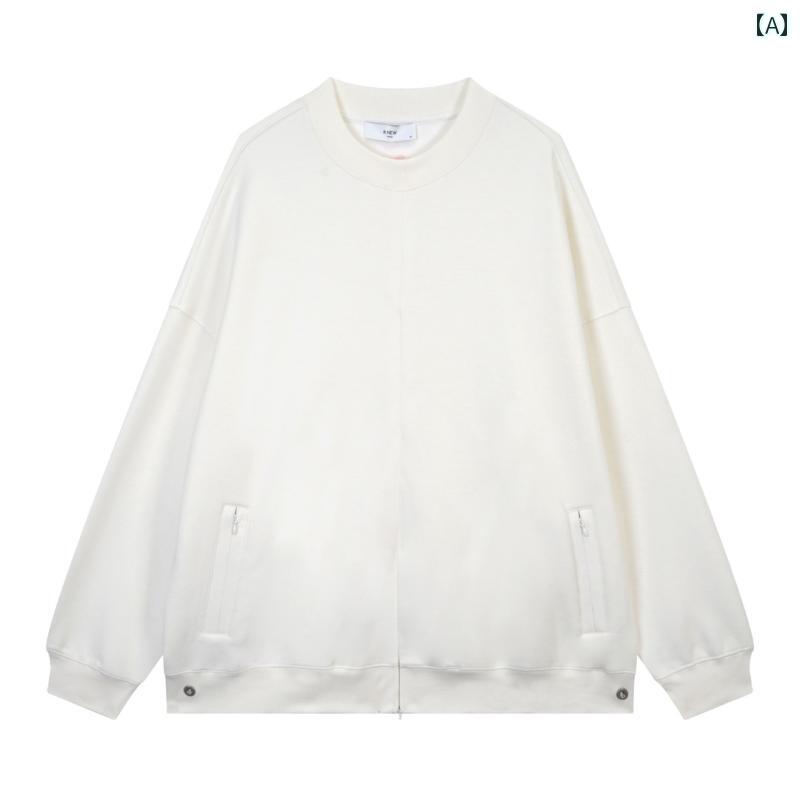 アウター メンズ カジュアル おしゃれ 楽しい 刺繍 ラウンドネック スウェットシャツ 秋 ウール ジャケット ゆったり トレンディ