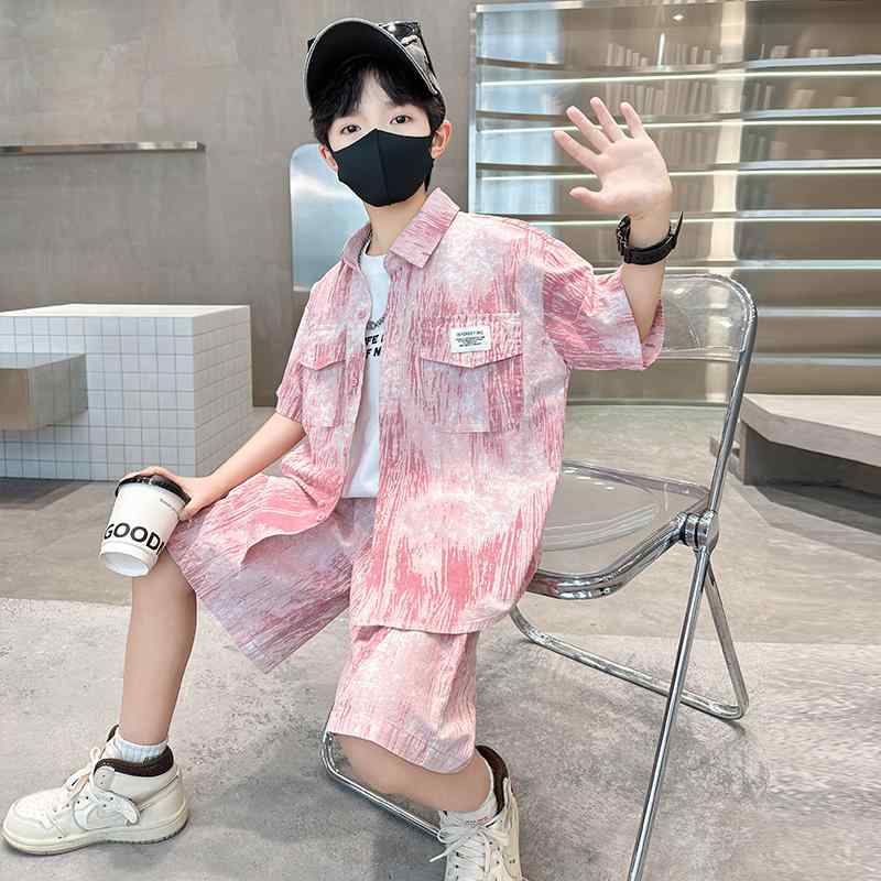 セットアップ 男の子 ジュニア 春夏 上下セット 半袖Tシャツ ショートパンツ 薄手 軽量 無地 スポーツ 動きやすい服 カジュアル かっこいい 普段使い ピンク