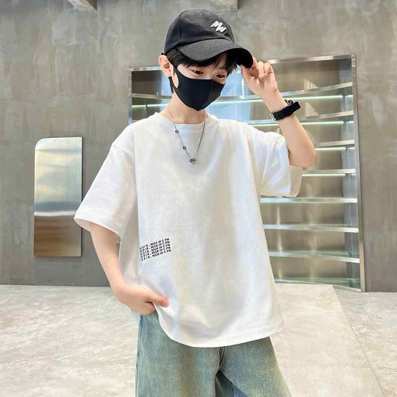 Tシャツ 男の子 男児 キッズ ジュニア 夏 半袖 綿 クルーネック ゆったり 薄手 カジュアル 通学 普段着 トップス