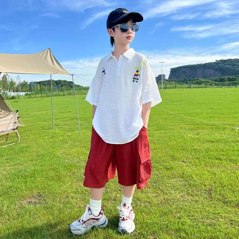 上下揃い 子供用 男の子 男児 春夏 運動着 薄手 軽量 半袖 半ズボン 上下セット 綿 普段使い 快適 白