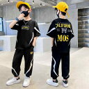 セットアップ 男の子 子供 夏物 半袖Tシャツ 半ズボン 上下組 運動 気軽な 普段使い 薄手 綿 黒 白 おしゃれ かっこいい