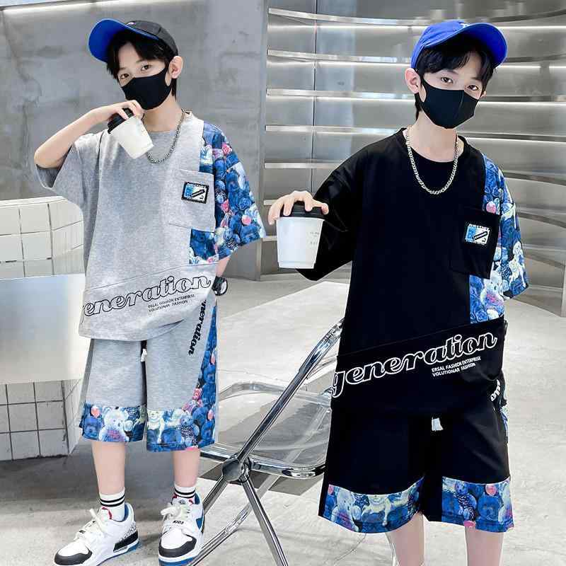 上下セット 男の子 子供 夏 半袖 Tシャツ 短パン 切り替え 2枚組 運動着 普段着 通気性 吸湿速乾 洗濯..