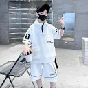 Tシャツ セットアップ 男の子 キッズ ジュニア 半袖 フード付き 速乾 綿 コットン 夏 カジュアル ゆったり 部屋着 普段使い 英字プリント