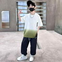 上下セット 少年 男の子 春夏 運動向け 半袖シャツ 長ズボン 学生 通学 普段使い おしゃれ かっこいい 薄手 綿 緑 茶色