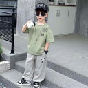 セットアップ キッズ 男の子 半袖Tシャツ ロングパンツ 春夏物 上下セット おしゃれ カジュアル スポーツ かっこいい 韓国風の装い 薄手 綿