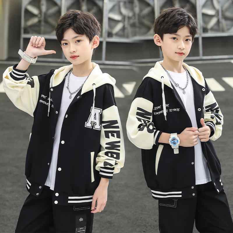 ジャケット 男の子 子供向け 若者向け スタジャン フード付き 長袖 かっこいい おしゃれ カジュアル 春..