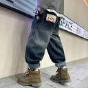 デニムパンツ 男の子 長ズボン 春秋 カジュアルパンツ 普段使い ストリートファッション 綿 通気性 ウエストゴム ミドルウエスト かっこいい おしゃれ