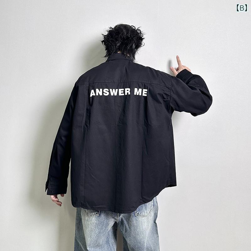 アウター メンズ カジュアル おしゃれ 秋 トレンディ カレッジ カジュアル シャツ コットン 長袖 シャツ ジャケット